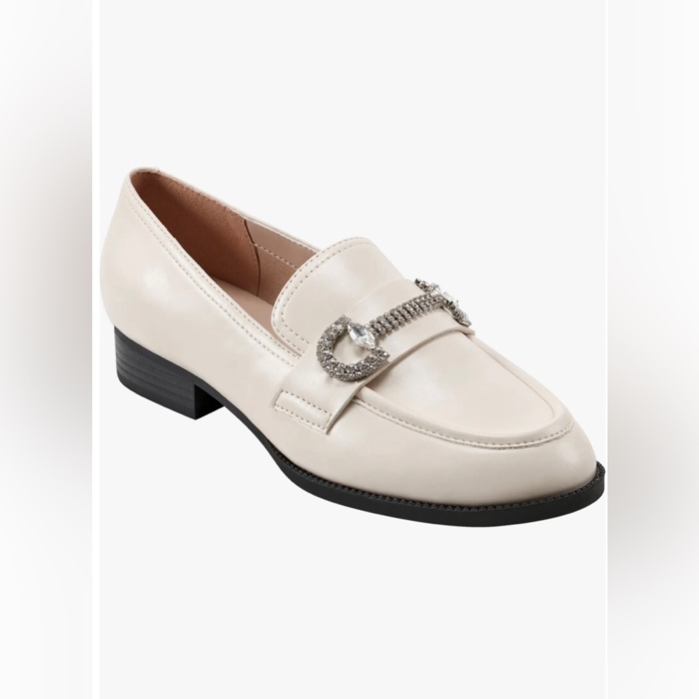 Unisa Cream Loafers with Silver Accent